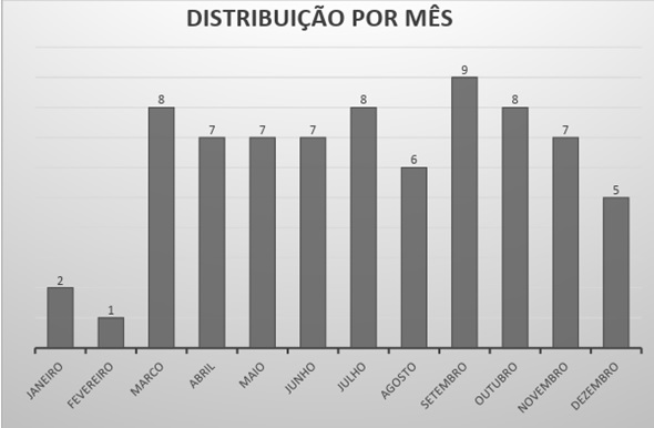 Gráfico 7: Distribuição de corridas de rua por mês.
