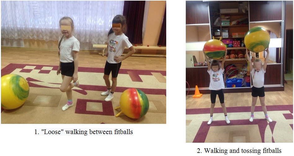 Variants for using fitballs in the preparatory physical education (PE) classes with children preschool aged. The figure shows the authors' own research results.