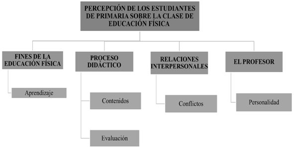 Categorías y subcategorías emergentes de las percepciones de los  estudiantes de primaria sobre la clase de E.F